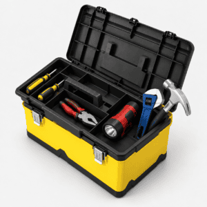 19 Inch Plastic Tool Box with Metal Latches and Removable Tray